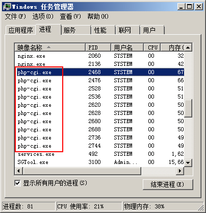 C(j)󎟣Nginx棩УO(sh)PHPľaphp-cgi.exeM(jn)̂(g)(sh)